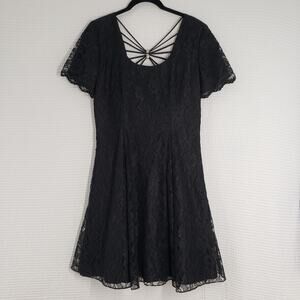 Vintage A.S.E. Fit & Flare Mini Dress Womens Medium Black Lace Goth Party Witchy